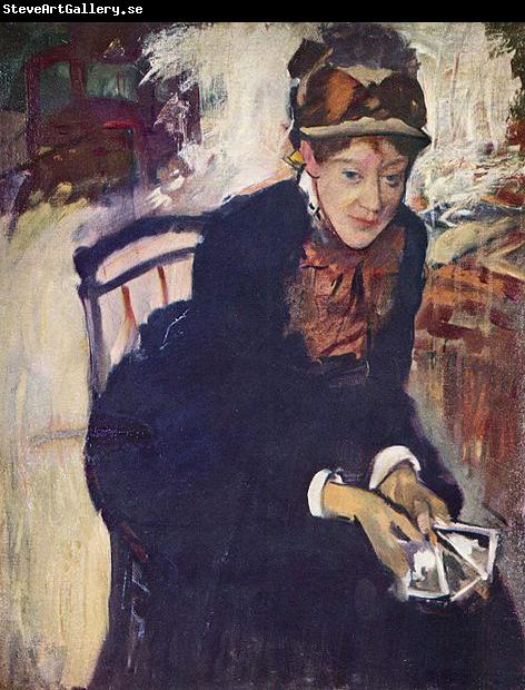 Edgar Degas Portrat der Miss Cassatt, die Karten haltend